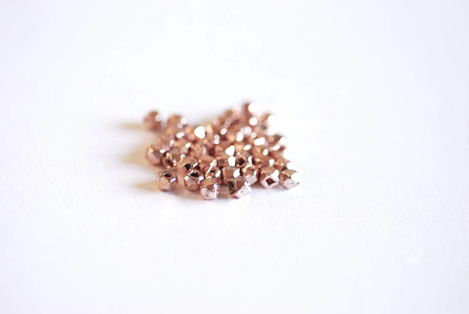 25 pieces Rose Gold Faceted Beads- 3mm Spacer beads, Vermeil 22k Rose Gold plated over 925 Sterling Silver Beads, Spacer beads, 57