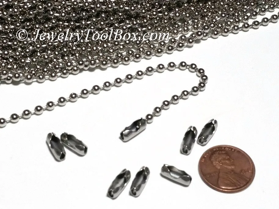 3.2mm Ball Chain, Stainless Steel, Lot Size 50 Meters Spooled, #1916 A