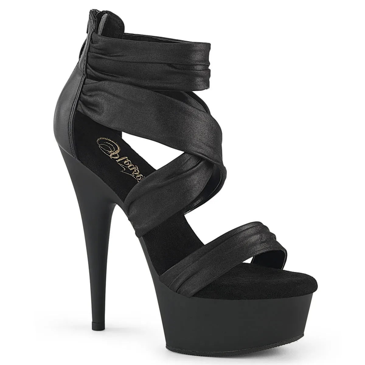 6 Inch Heel DELIGHT-620 Black Pu Fabric