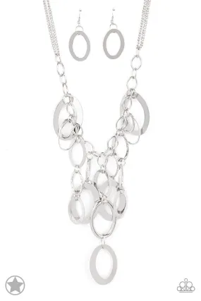 A Silver Spell Silver Necklace and matching Earrings - Paparazzi Accessories