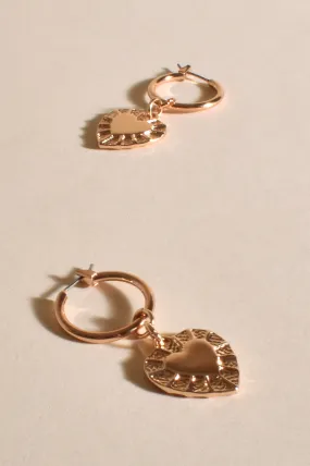 Adorne Vintage Heart Mini Hoops - Gold