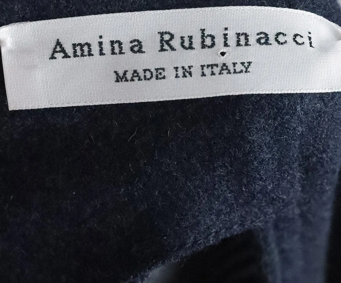 Amina Rubinacci Grey & Navy Wool Dress sz 6