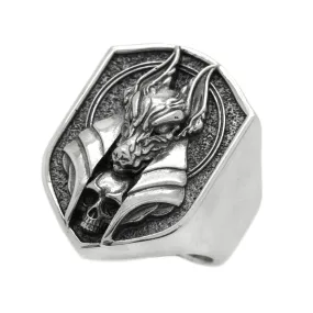 Anubis Egypt of God, A Huge Man Sterling Silver Ring Signet