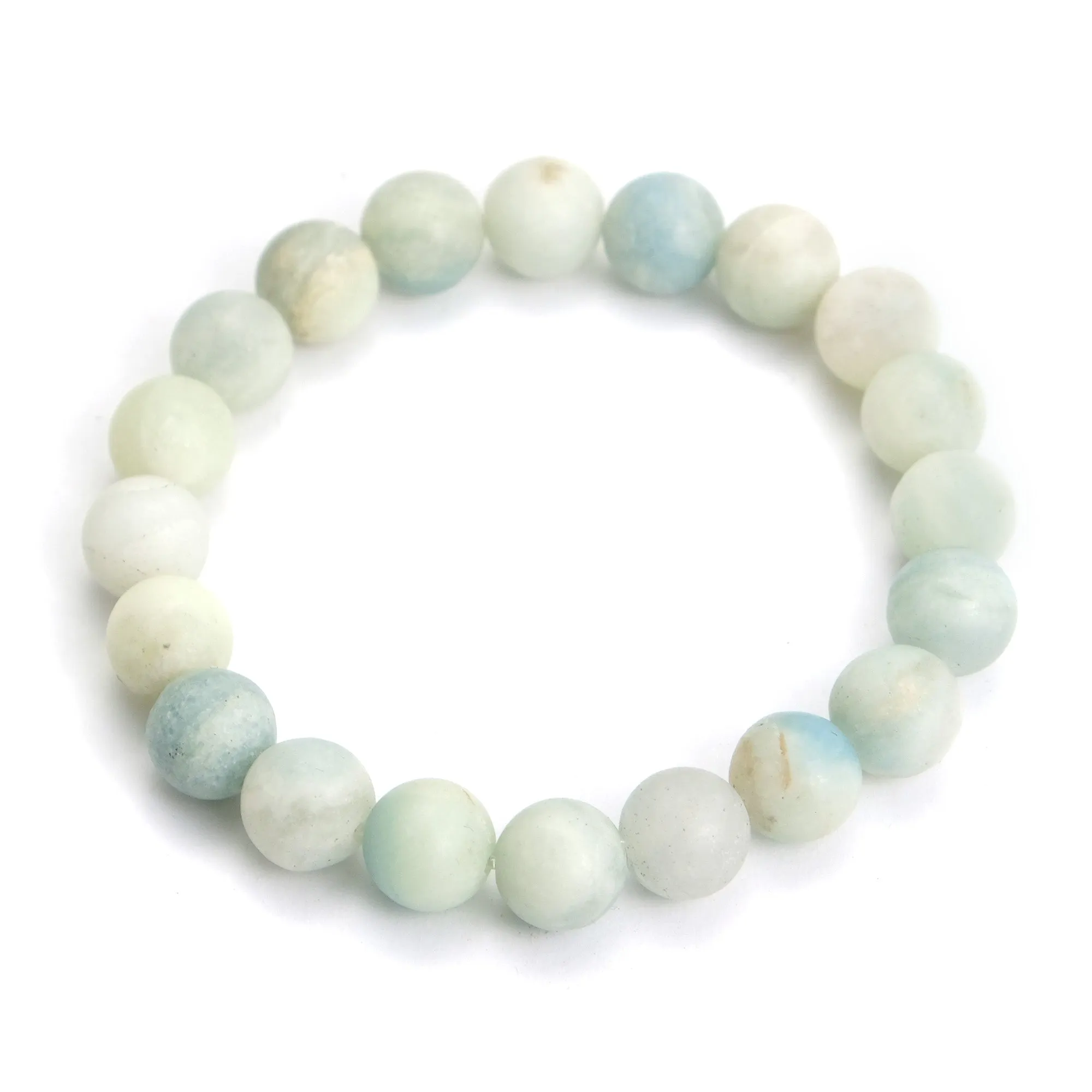 Aquamarine Matte Bracelet on Elastic Cord 10mm