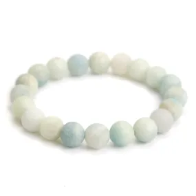 Aquamarine Matte Bracelet on Elastic Cord 10mm