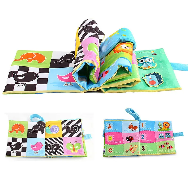 Baby Toys Kids Early Development Cloth Book Learning Education Unfolding Activity Books Rattle Animal Stroller Hanging Cube Toy