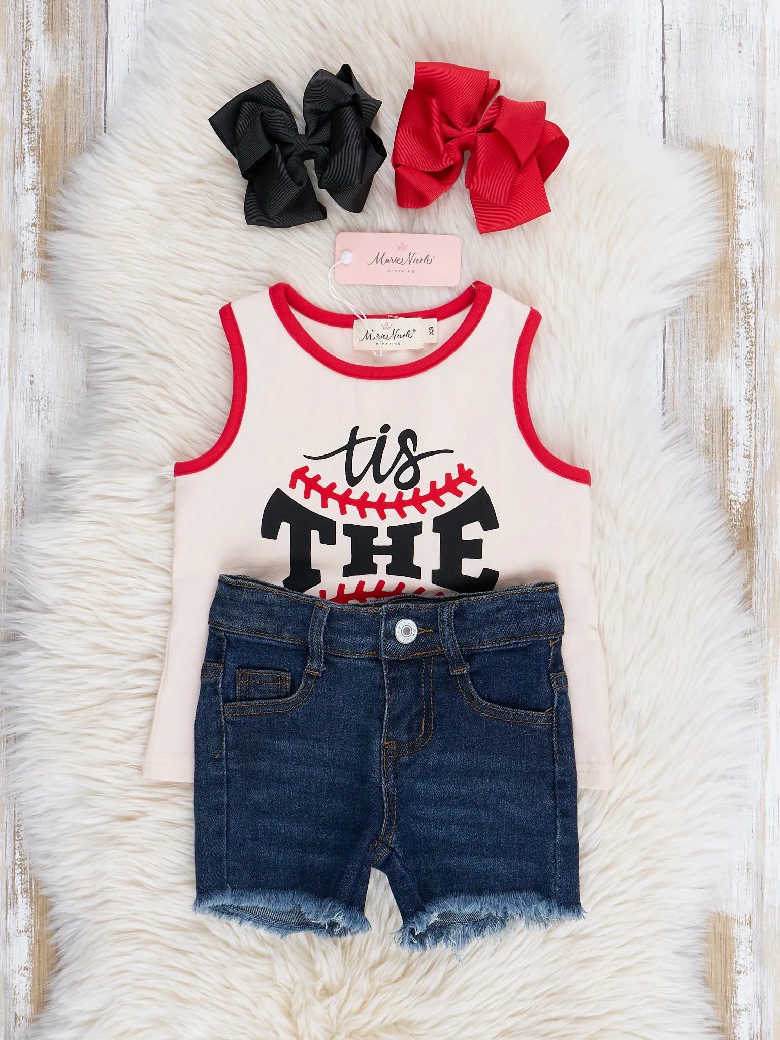 Baseball Season Denim Shorts Outfit