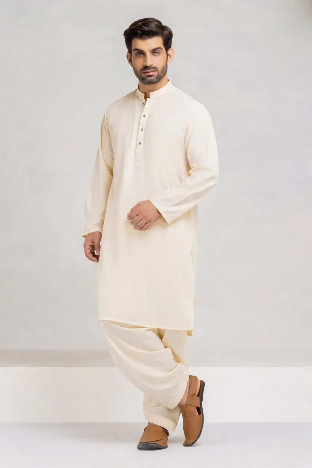 BEIGE-BLENDED-KURTA SHALWAR (KSRS23-017)