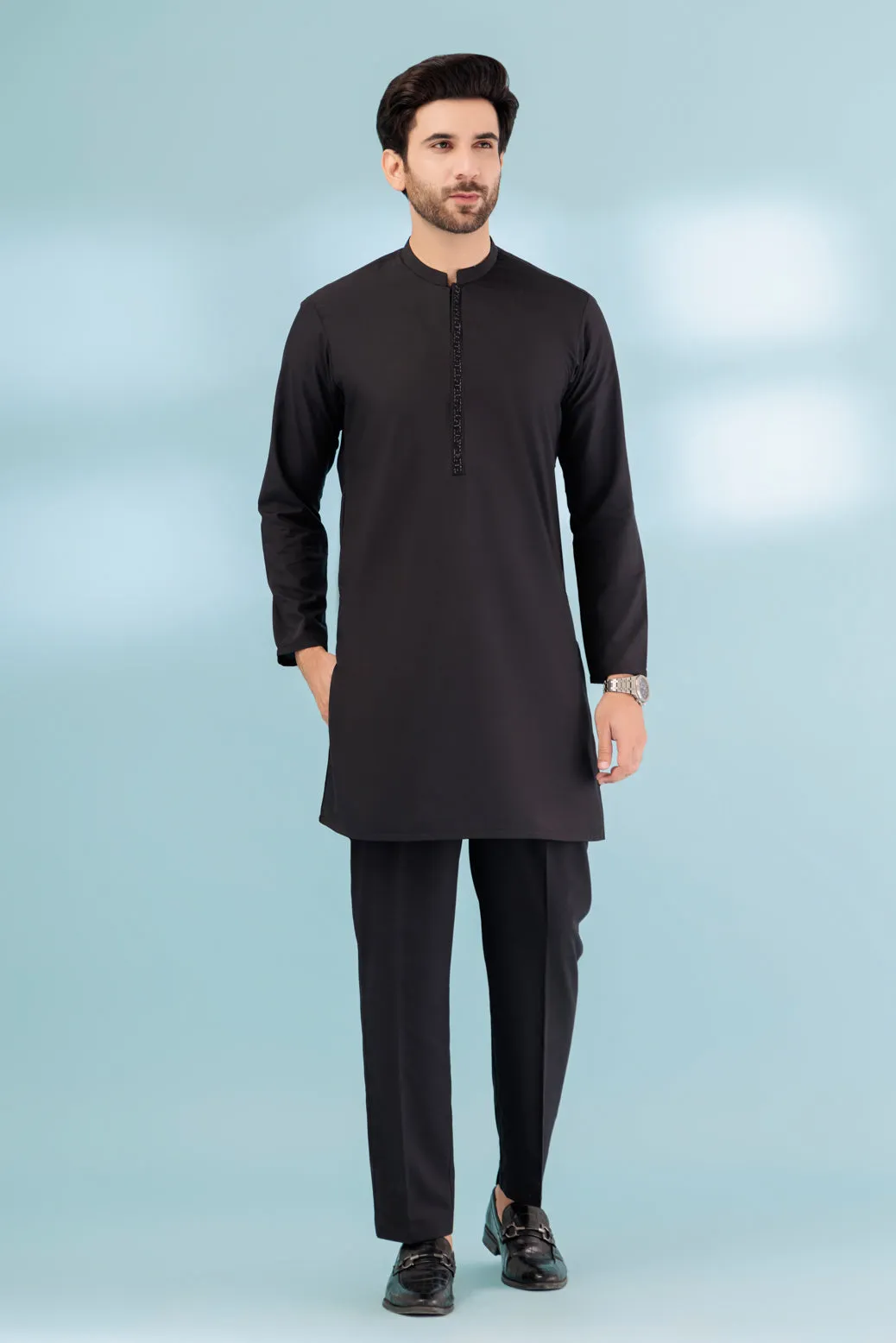 BLACK-BLENDED-Kurta Pajama Trouser - (KSB23-025)