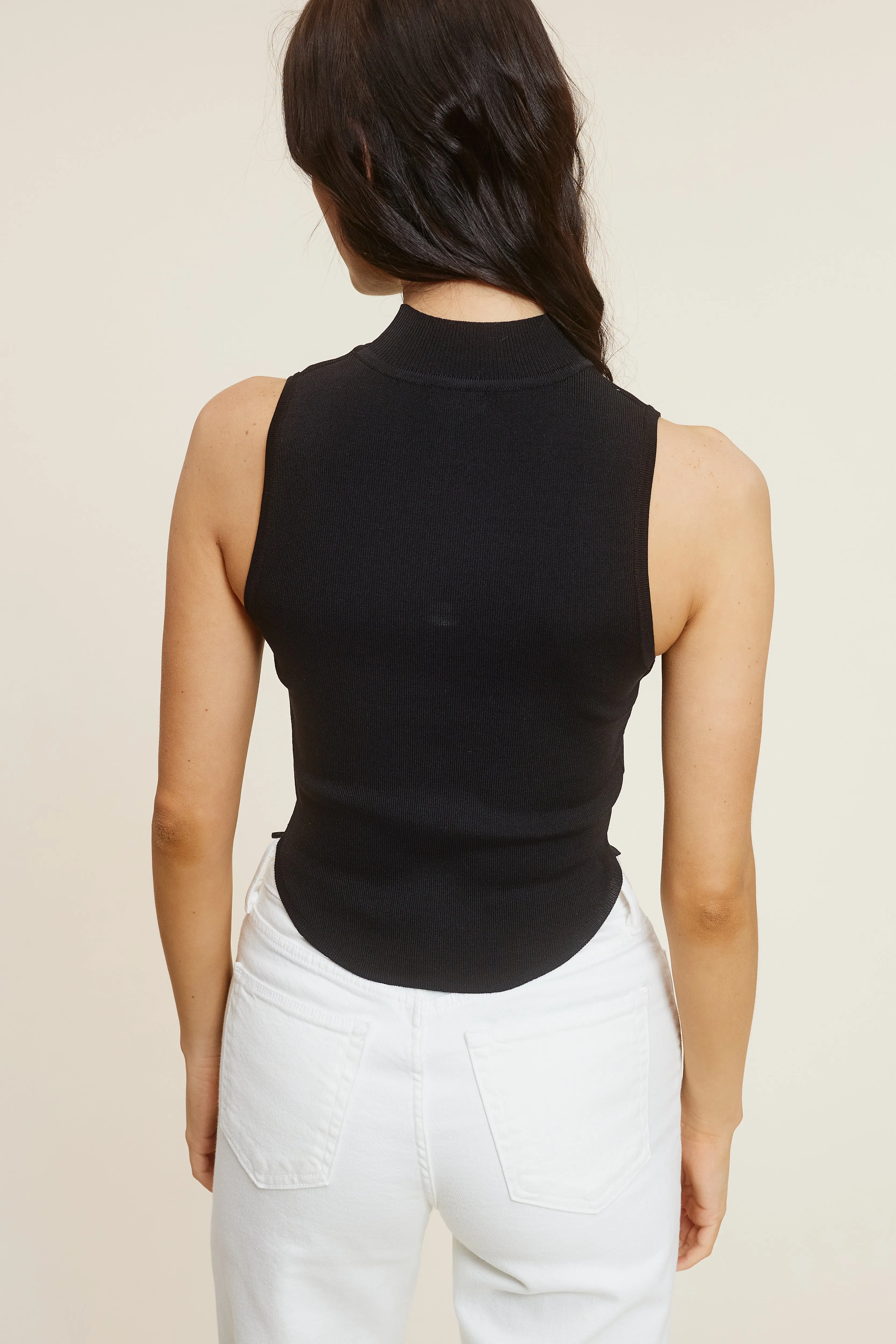 Black Mock Neck Tank Top