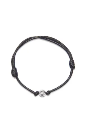 Black String Bracelet with Silver