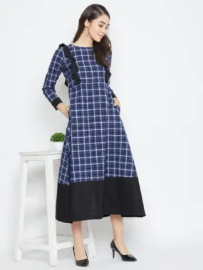 Blue Checks Maxi Dress