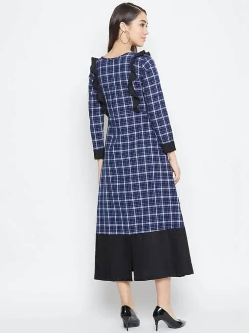 Blue Checks Maxi Dress