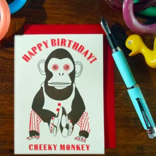 Cheeky Monkey Birthday Greeting Card