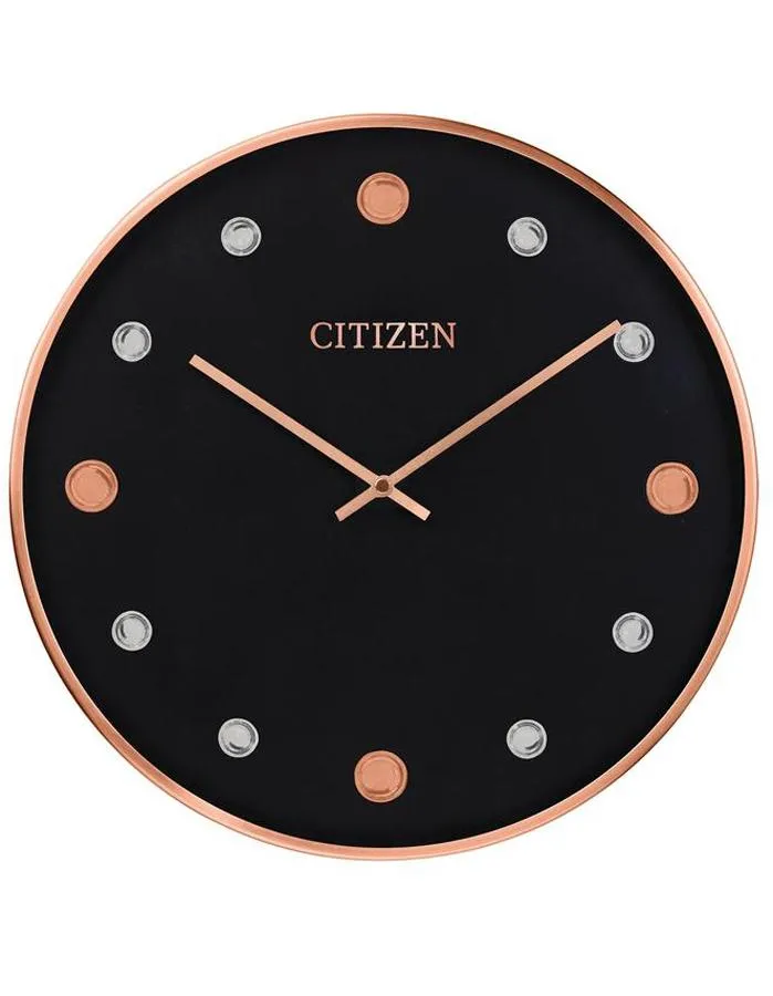 Citizen Gallery Black Circular Clock - Rose Gold-Tone & Silver-Tone Accents