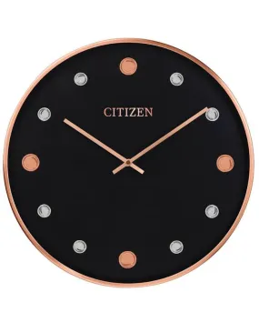 Citizen Gallery Black Circular Clock - Rose Gold-Tone & Silver-Tone Accents