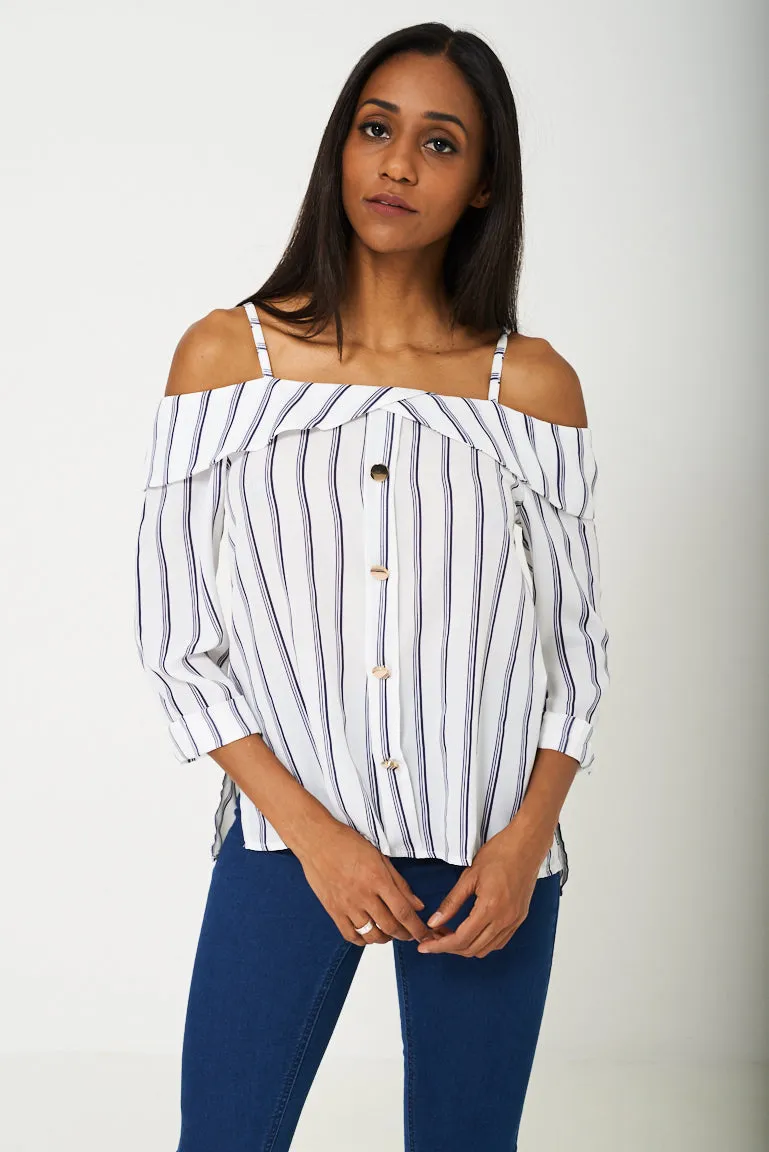 Cold Shoulder Top in Stripes