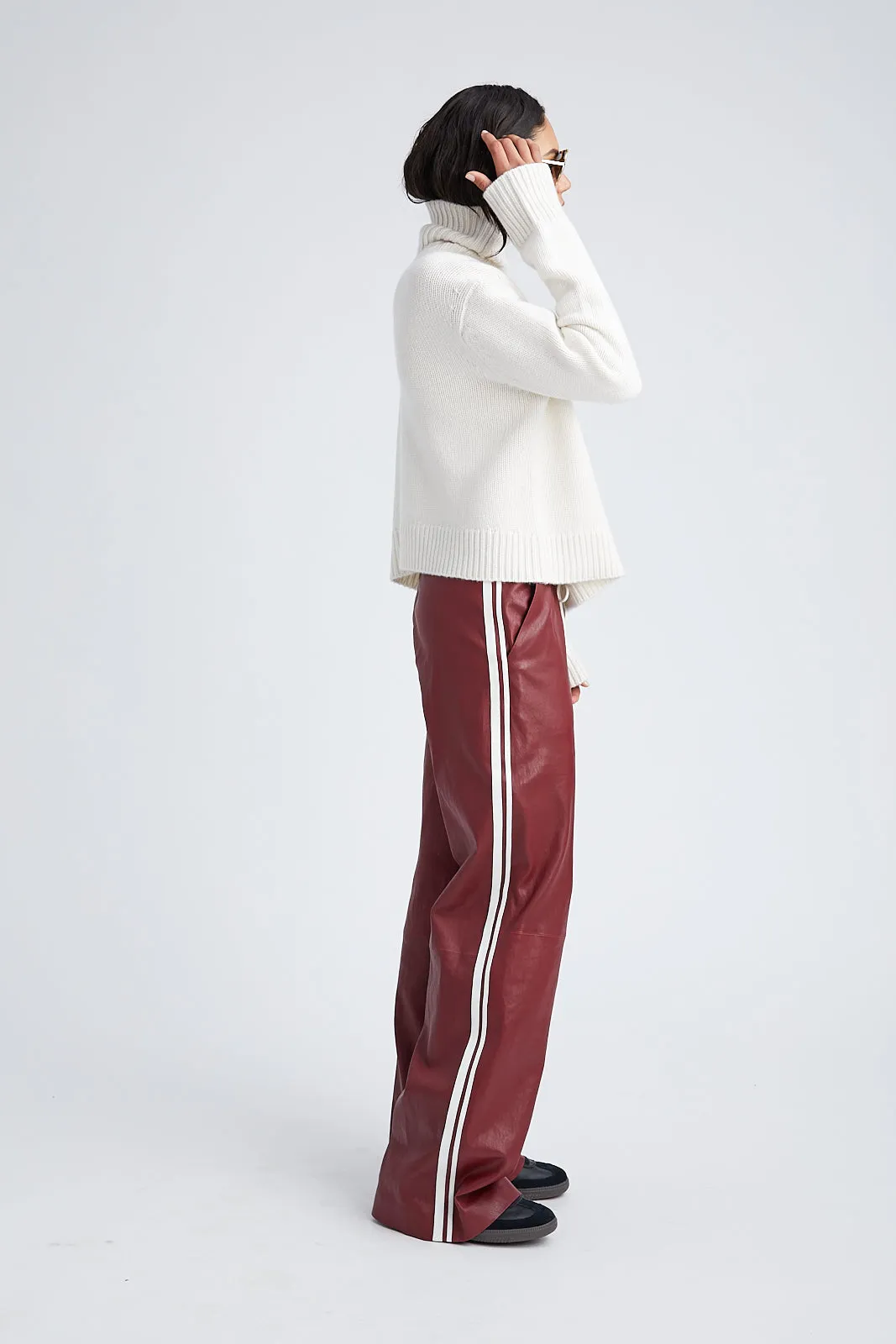 Crimson Leather Athletic Drawstring Pants