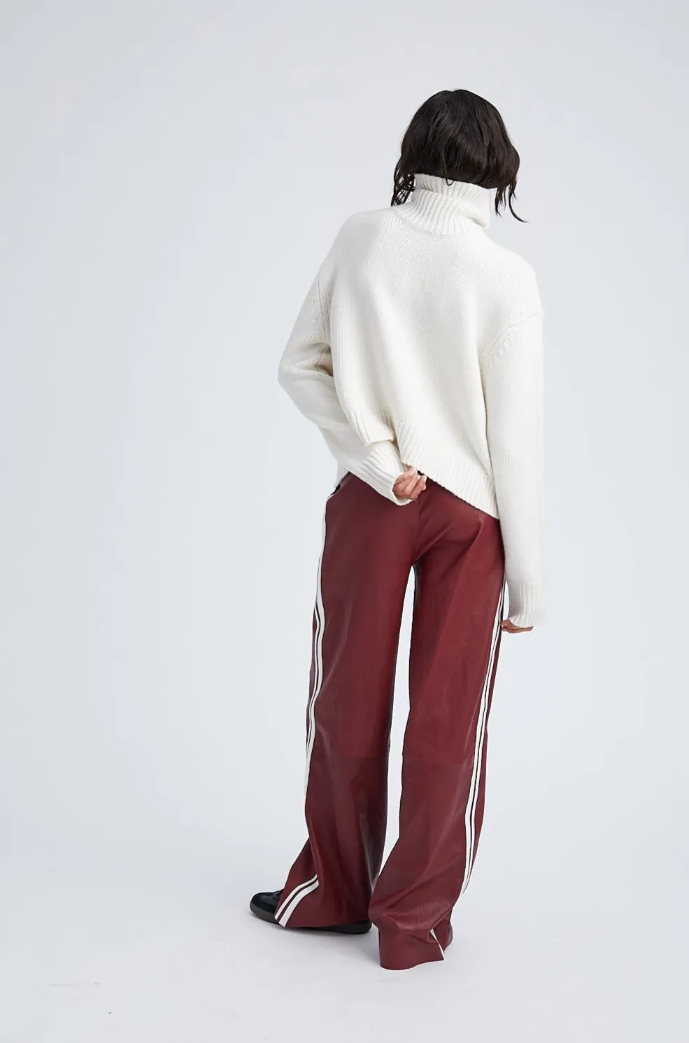 Crimson Leather Athletic Drawstring Pants