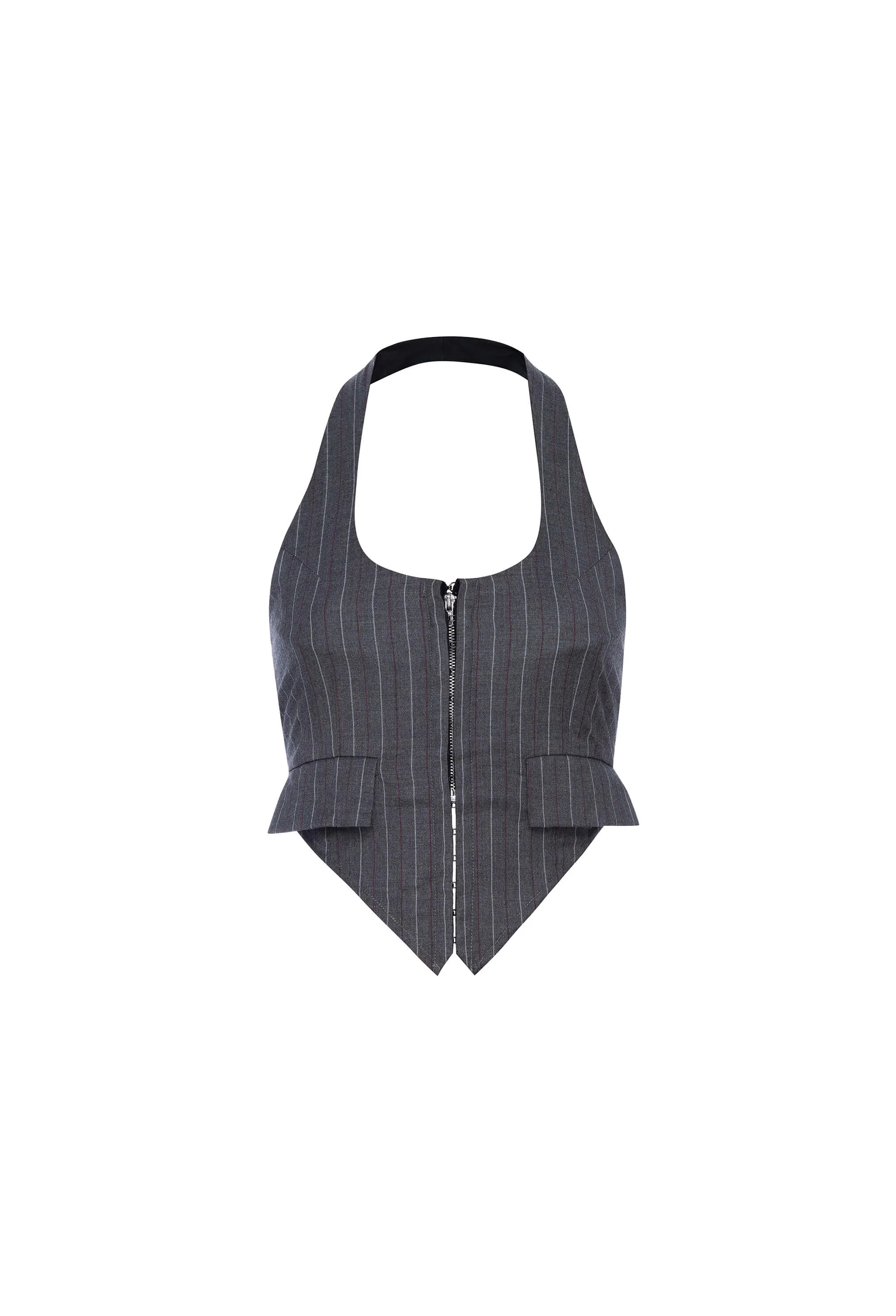 DANI VEST - DARK GREY STRIPE