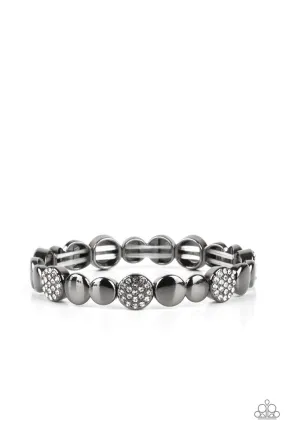 Dimensional Dazzle Gunmetal Black and White Rhinestone Bracelet - Paparazzi Accessories