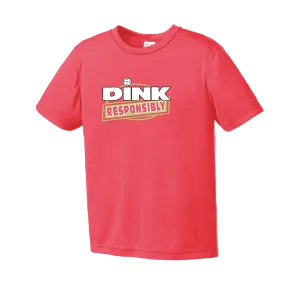 Dink Responsibly Pickleball | Youth Short Sleeve Athletic Shirt | 100% Polyester