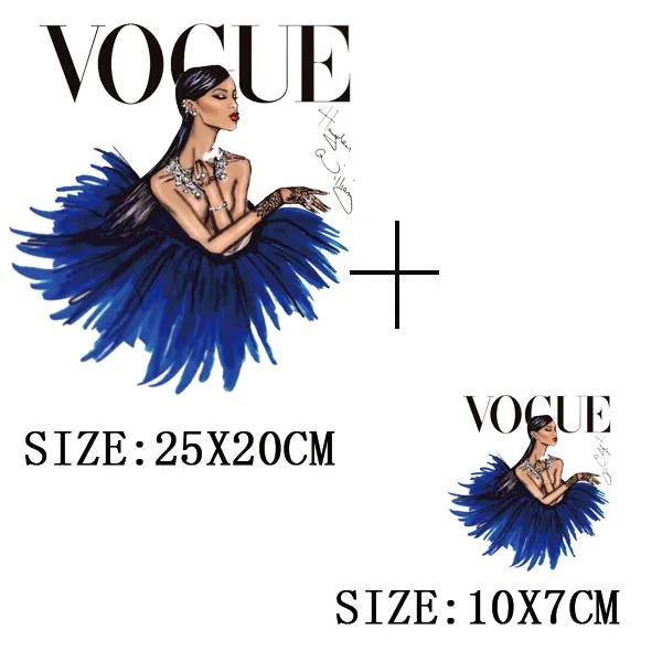 Fashion Lady Thermo Transfer Sticker On Clothes Vogue Girl Iron On Patches For Clothing DIY Washable T-shirt Clothes Sticker Set