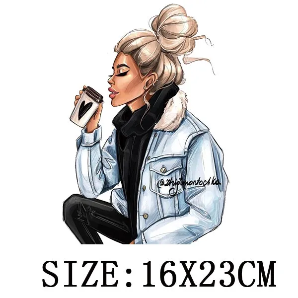 Fashion Lady Thermo Transfer Sticker On Clothes Vogue Girl Iron On Patches For Clothing DIY Washable T-shirt Clothes Sticker Set