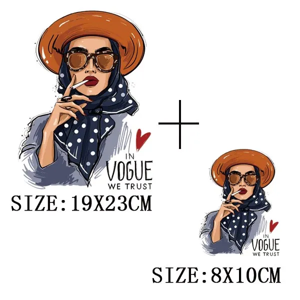 Fashion Lady Thermo Transfer Sticker On Clothes Vogue Girl Iron On Patches For Clothing DIY Washable T-shirt Clothes Sticker Set