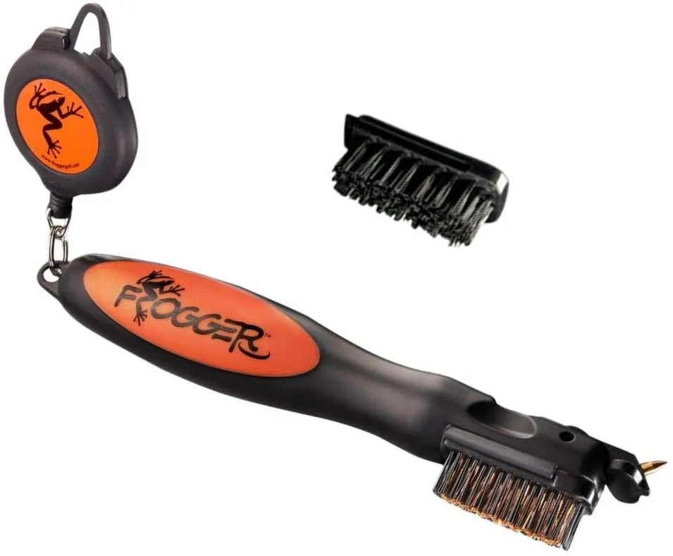 Frogger Golf BrushPro Retractable Golf Club Brush with Groove Cleaner