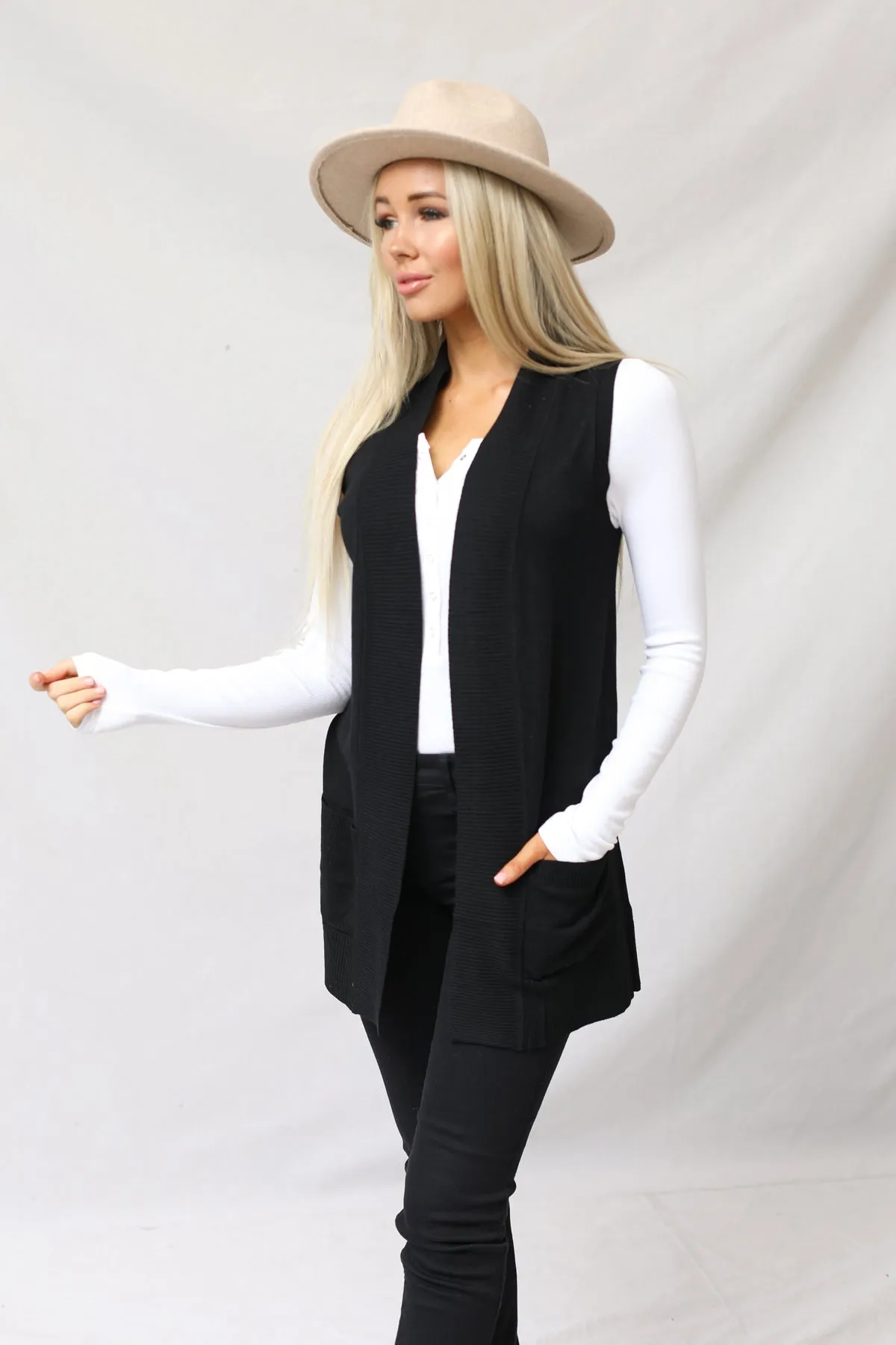 Gentry Open Front Sleeveless Cardigan