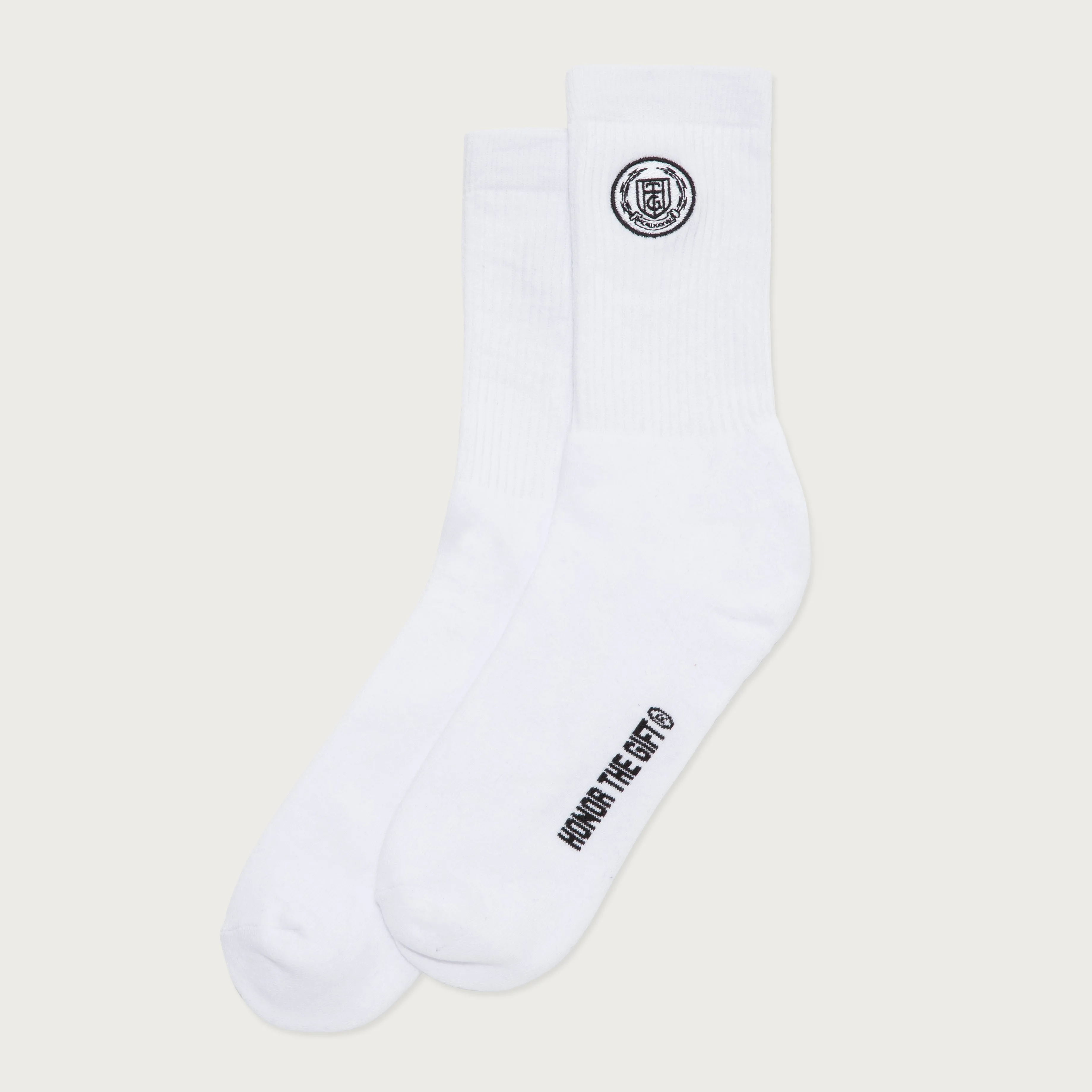 Honor The Gift Crest Rib Crew Socks - White