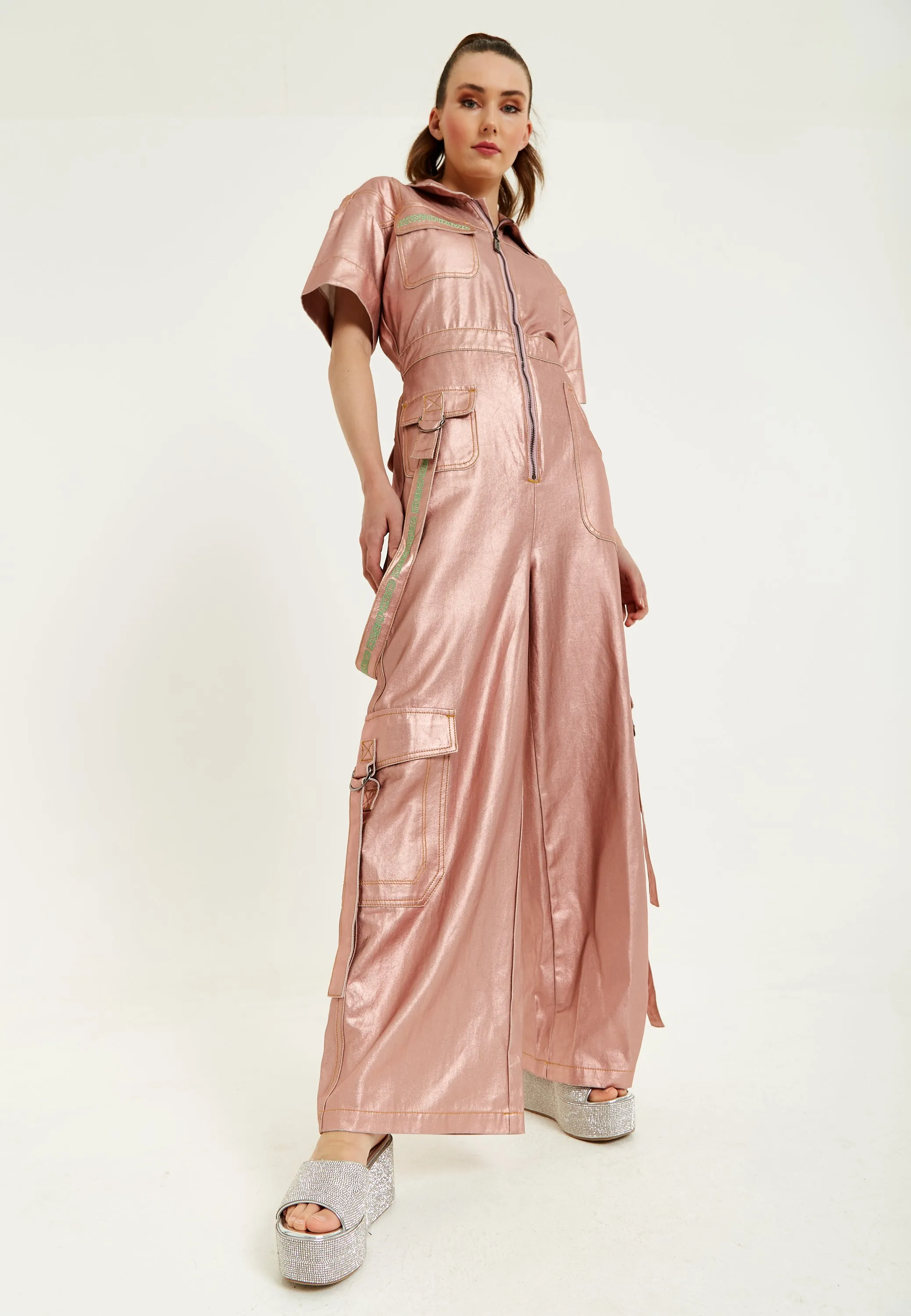 House Of Holland Metallic Utility Jumpsuit