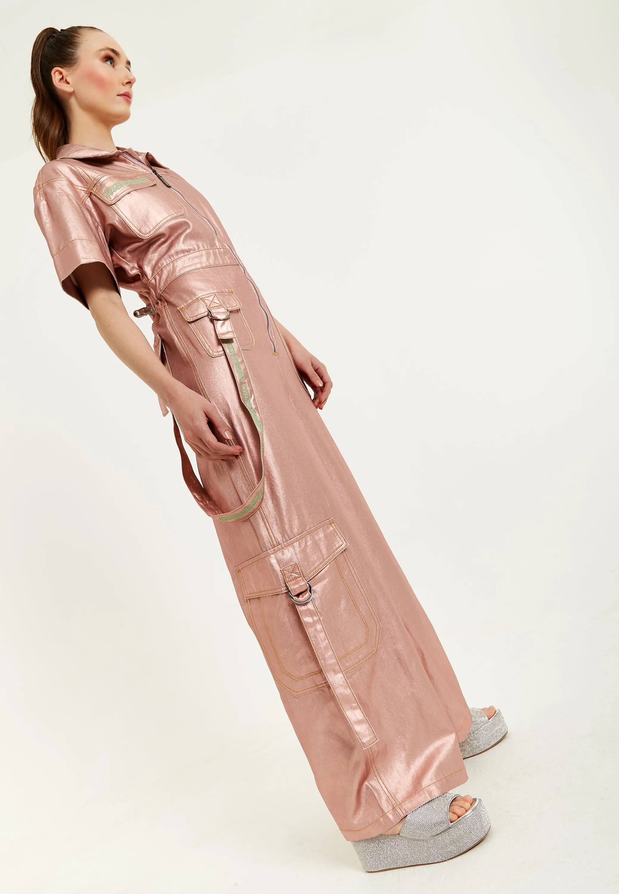 House Of Holland Metallic Utility Jumpsuit