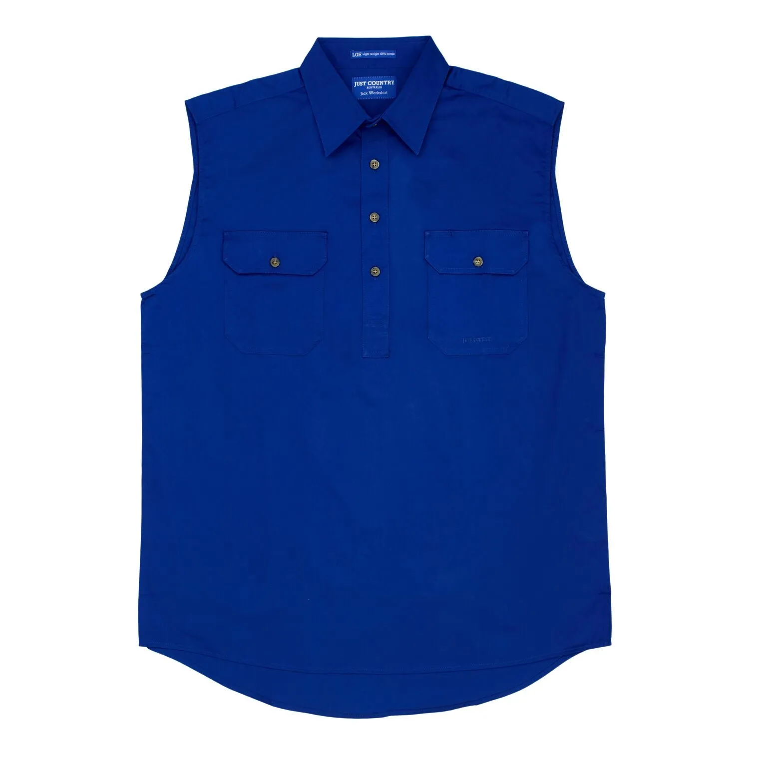 Just Country Mens Sleeveless Half Button Workshirts