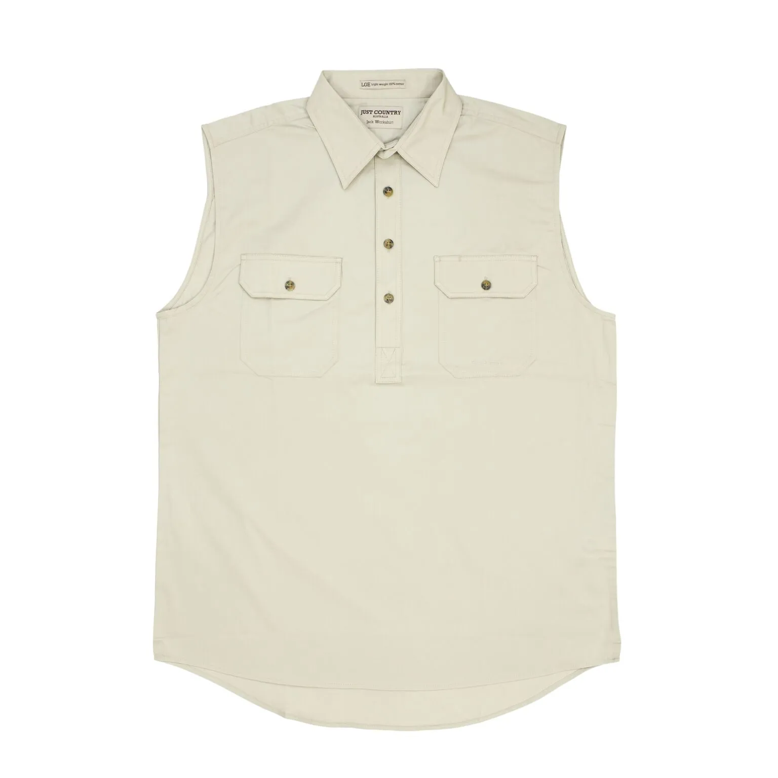 Just Country Mens Sleeveless Half Button Workshirts