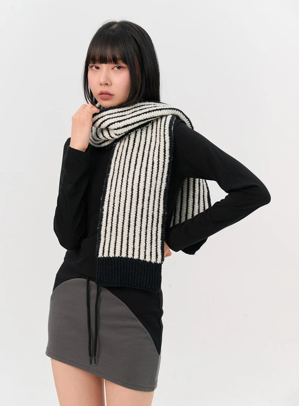 Knit Stripe Scarf IN302