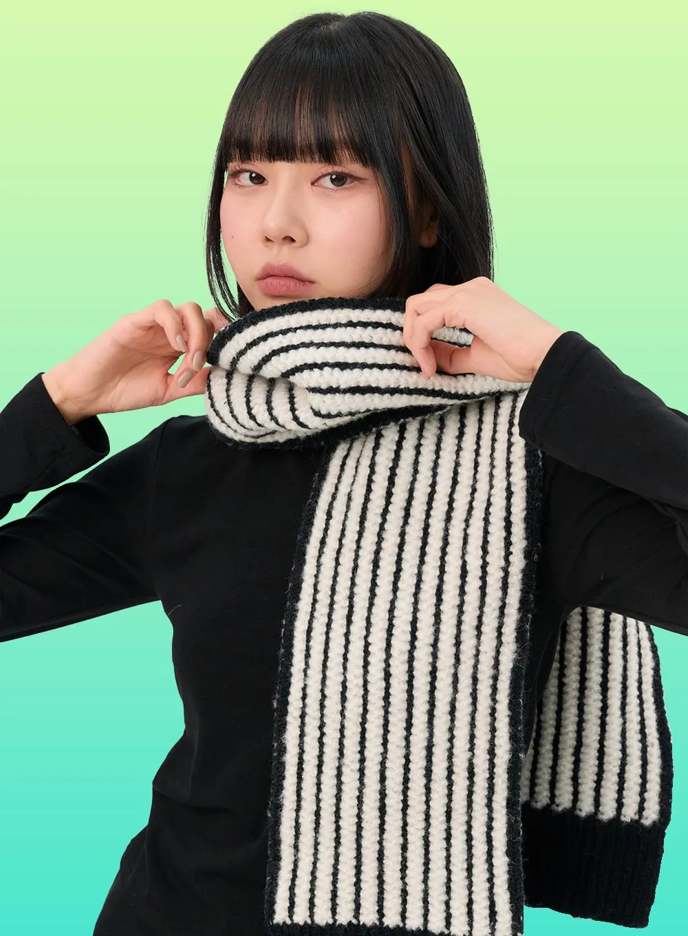 Knit Stripe Scarf IN302