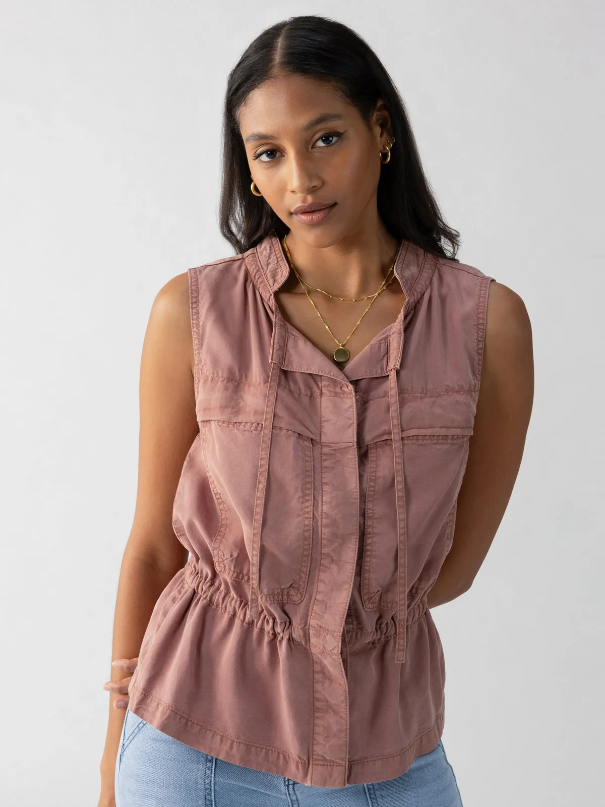 Leah Surplus Vest Washed Clay