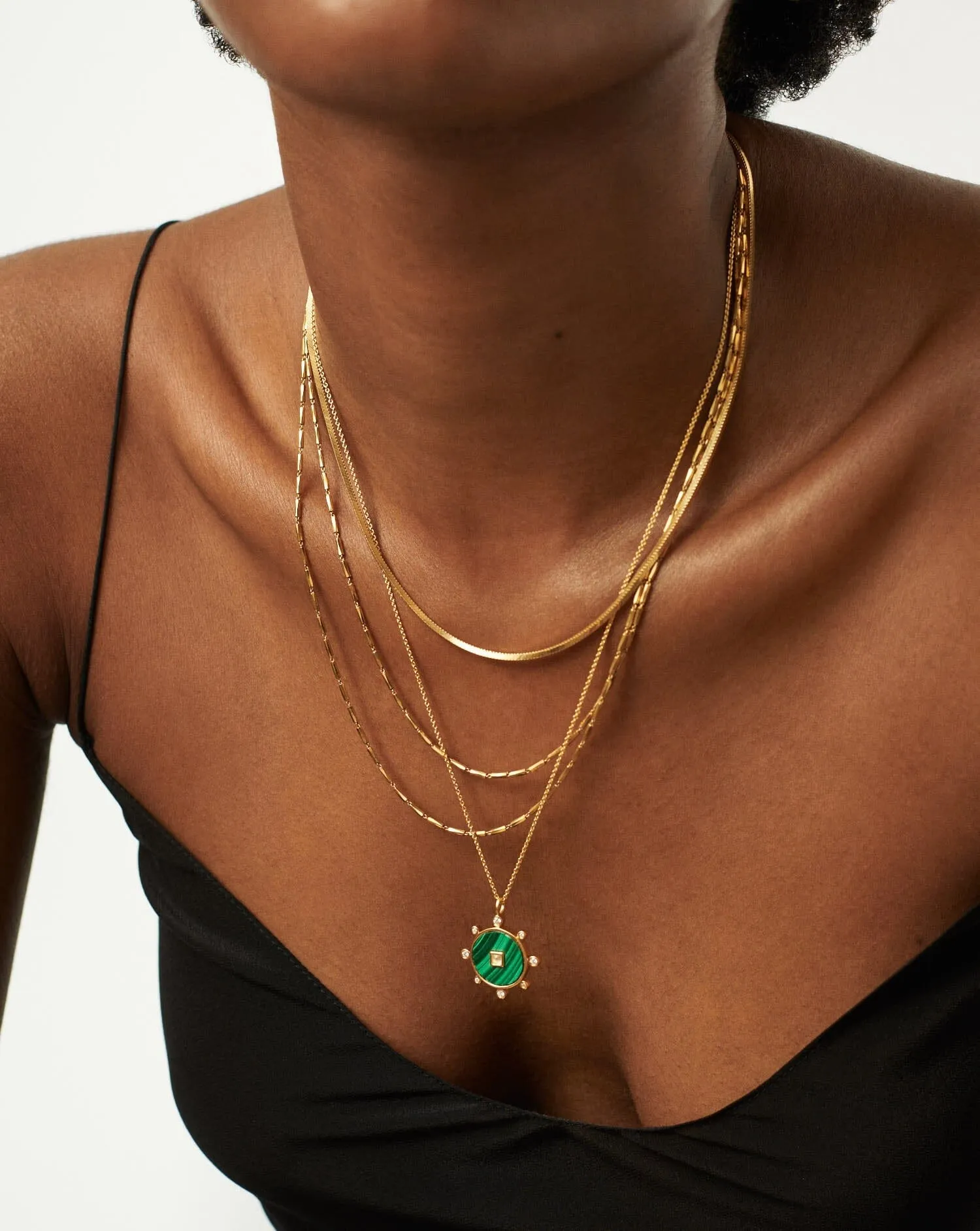 Malachite Amulet Pendant Necklace | 18ct Gold Plated Vermeil/Malachite