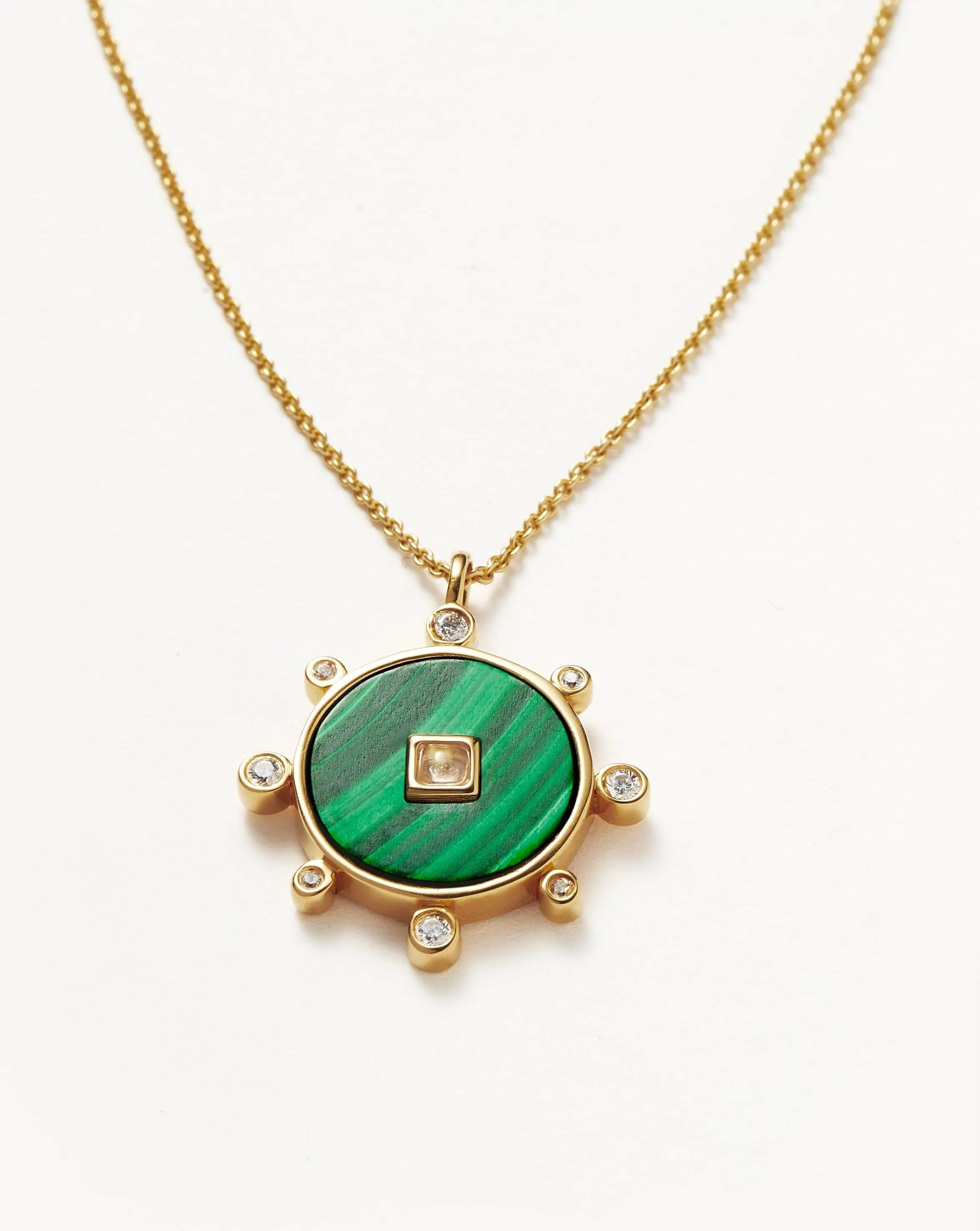 Malachite Amulet Pendant Necklace | 18ct Gold Plated Vermeil/Malachite