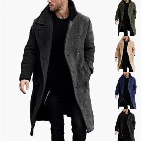 Men’s Long Woolen Luxury Overcoat with Wide Collar