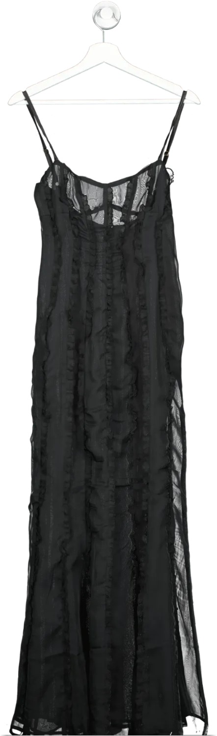 Meshki Black Jacinta Chiffon Midi Dress UK S