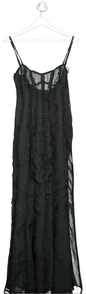 Meshki Black Jacinta Chiffon Midi Dress UK S