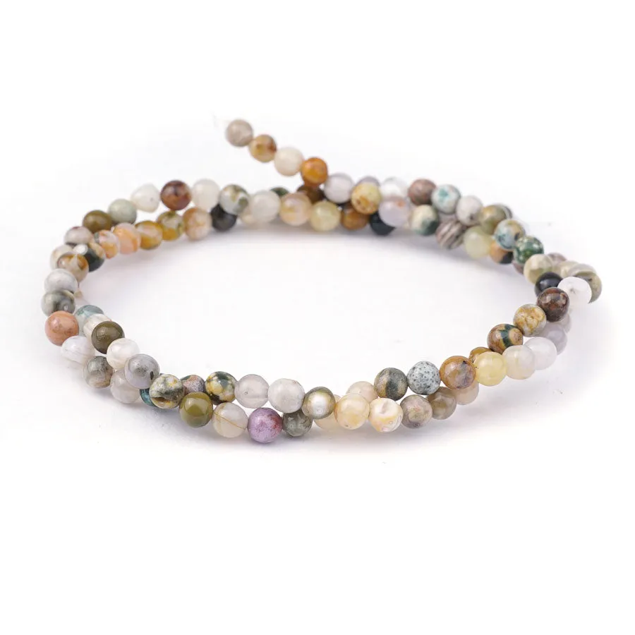 Ocean Jasper Natural 4mm Round A Grade - 15-16 Inch