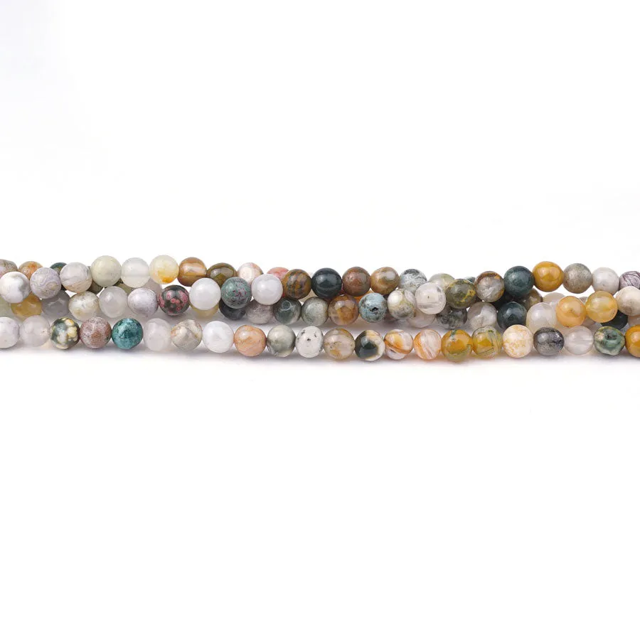 Ocean Jasper Natural 4mm Round A Grade - 15-16 Inch