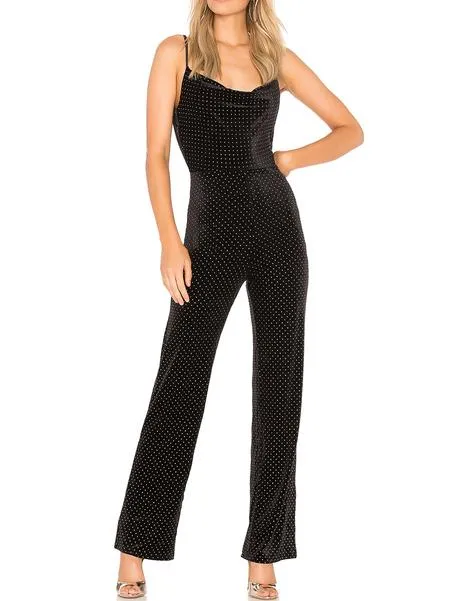 Privacy Please Carroll Velvet Jumpsuit Black