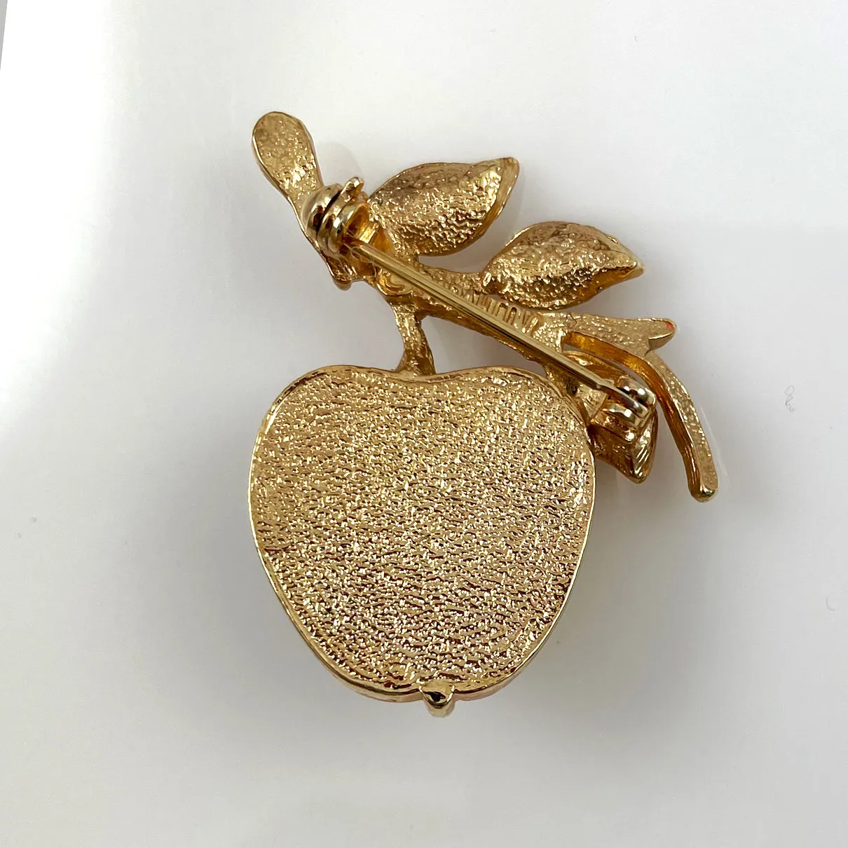 Sarah Coventry Golden Glass Apple Brooch