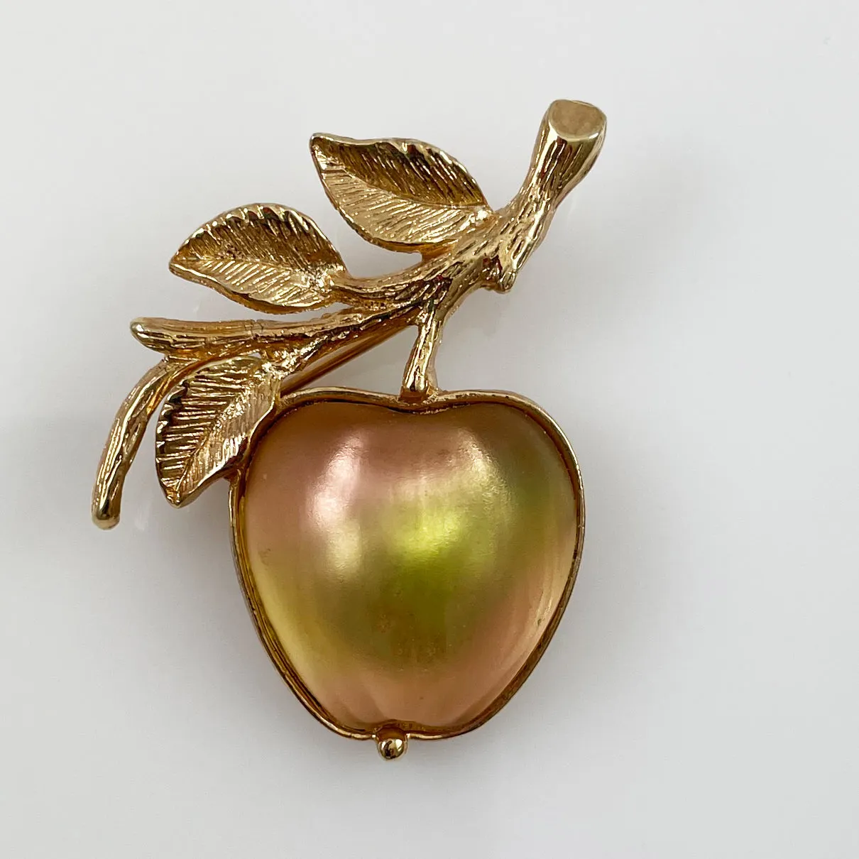 Sarah Coventry Golden Glass Apple Brooch