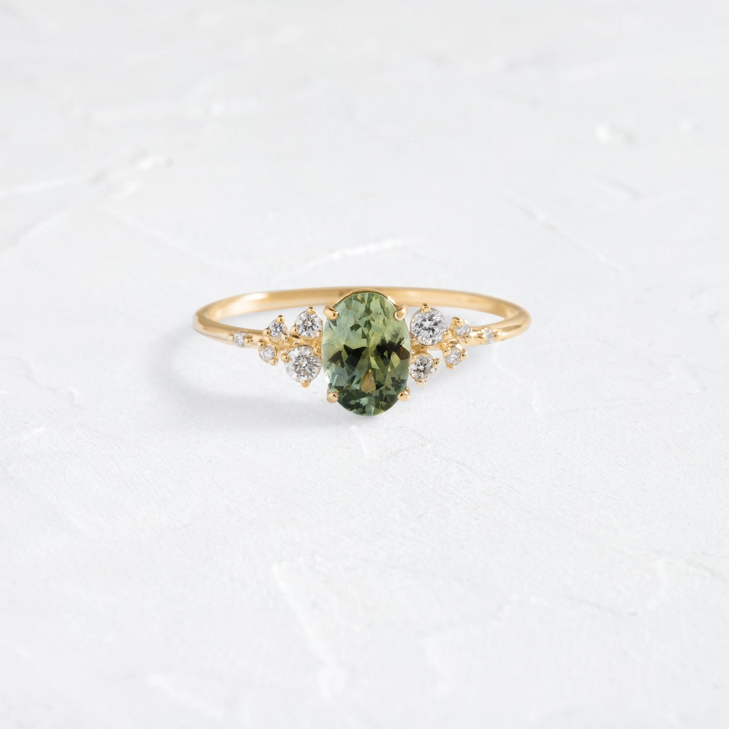 Snowdrift Ring, 1.03ct. Green Montana Sapphire - OOS